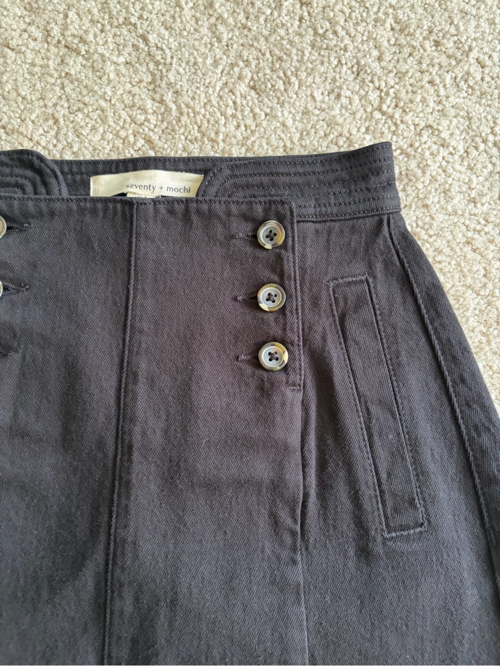 Seventy + Mochi 26 Anthropologie Black Sailor Button Mini pockets Skirt sz 4 NWT - Picture 4 of 13